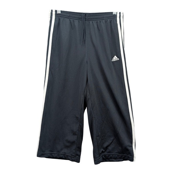 Adidas Legacy Capri Black/White Girls Size (7-16) Three Stripe Track Pants NWT - Picture 1 of 14
